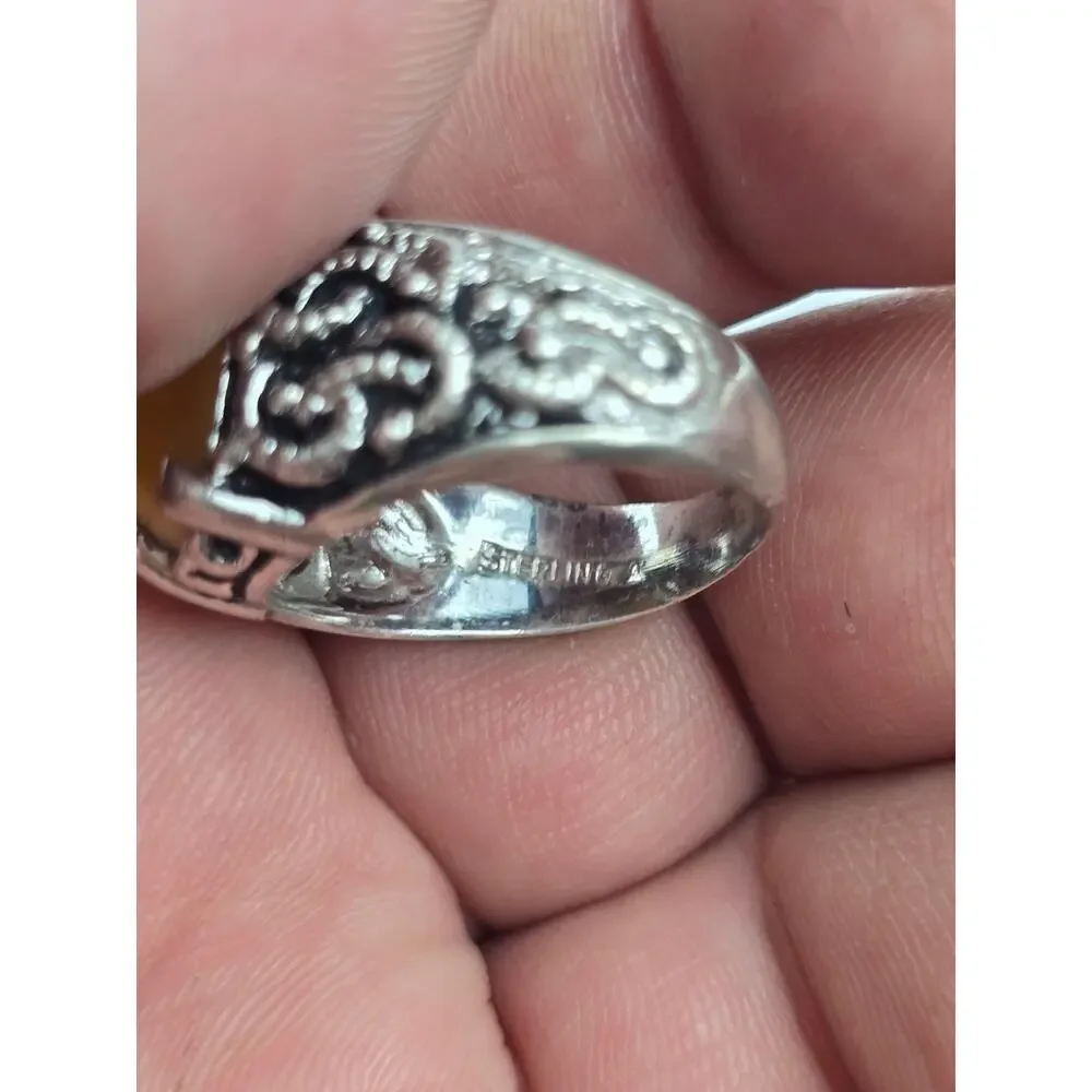 Men's Tiger's Eye sterling silver ring Medieval design Size 9.5 Tribal